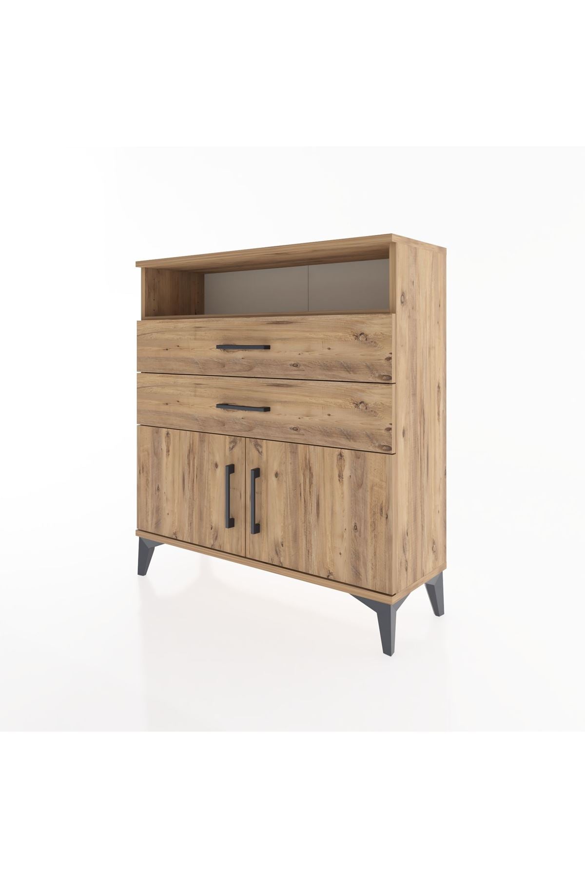 Arges Şifonyer 2 Raflı 2 Çekmeceli 2 Kapaklı 88x30x96 Çam-Çam