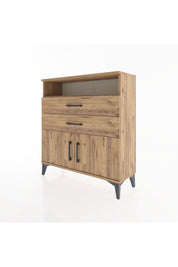 Arges Şifonyer 2 Raflı 2 Çekmeceli 2 Kapaklı 88x30x96 Çam-Çam