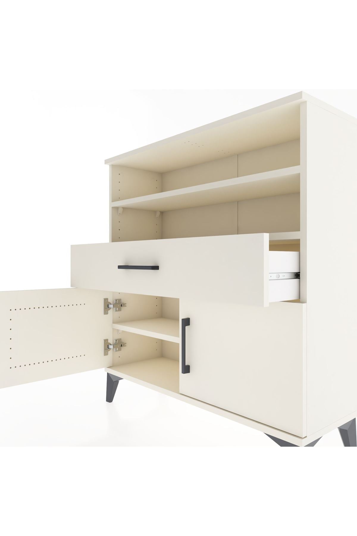 Arges Şifonyer 3 Raflı Tek Çekmeceli 2 Kapaklı 88x30x96 Aytaşı-Aytaşı