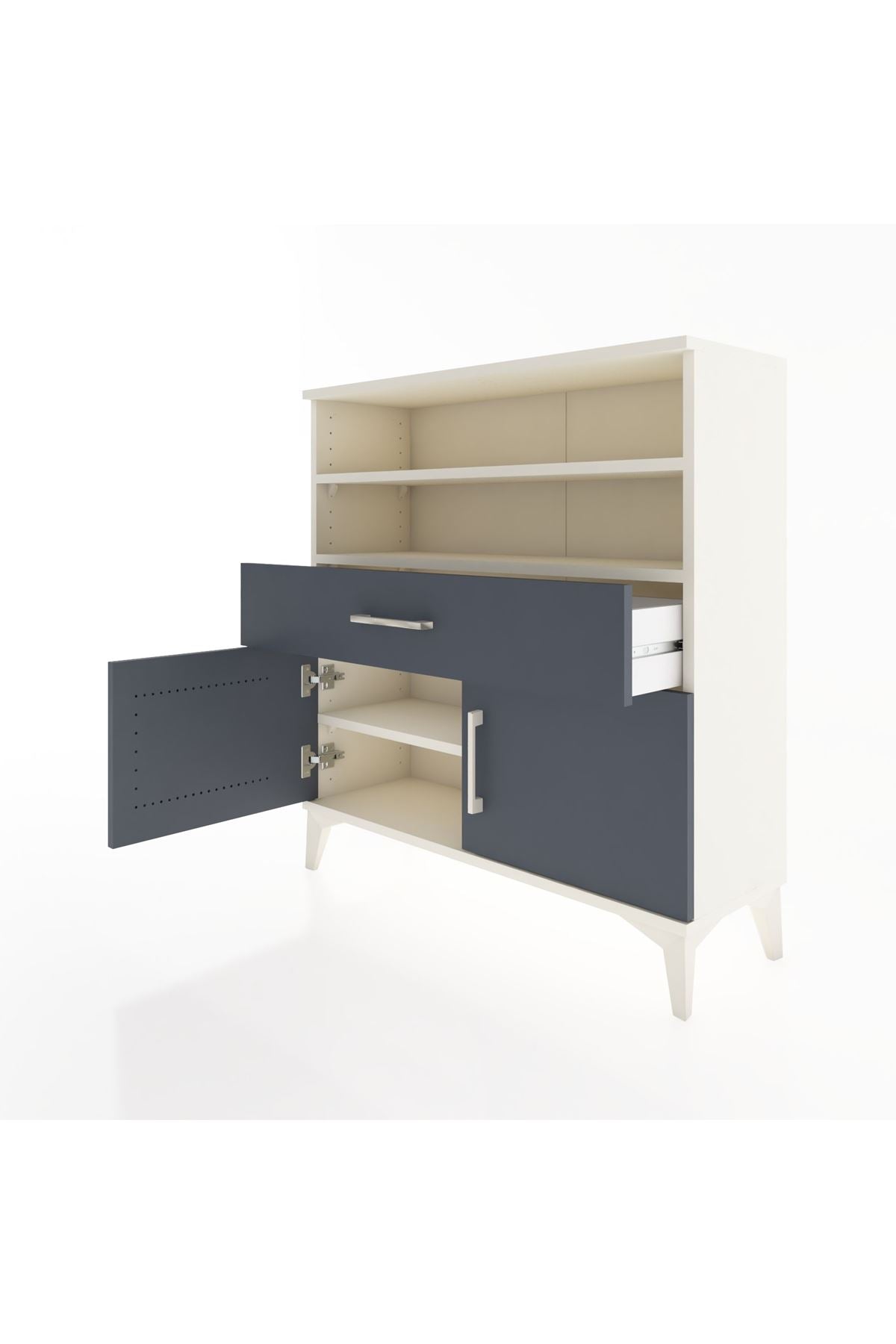 Arges Şifonyer 3 Raflı Tek Çekmeceli 2 Kapaklı 88x30x96 Aytaşı-Antrasit