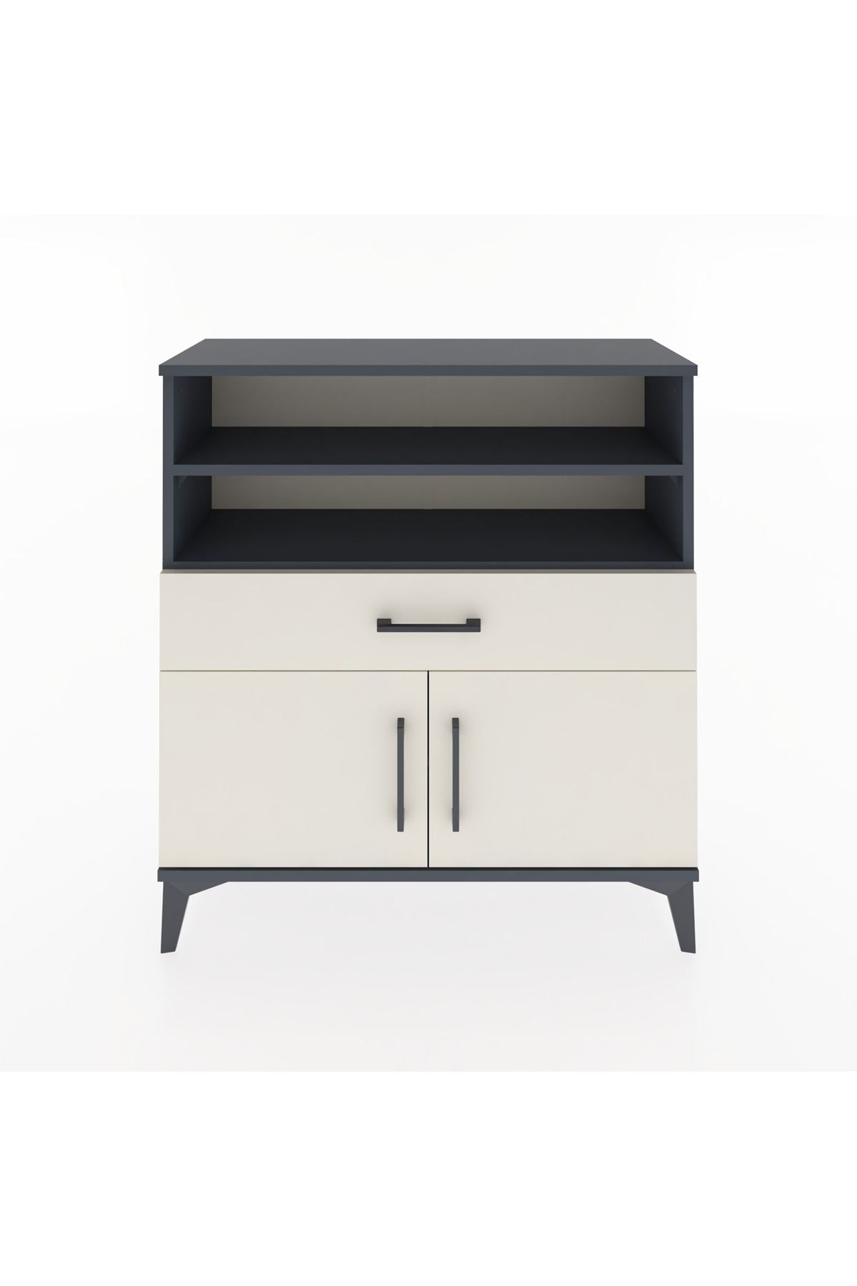 Arges Şifonyer 3 Raflı Tek Çekmeceli 2 Kapaklı 88x30x96 Antrasit-Aytaşı