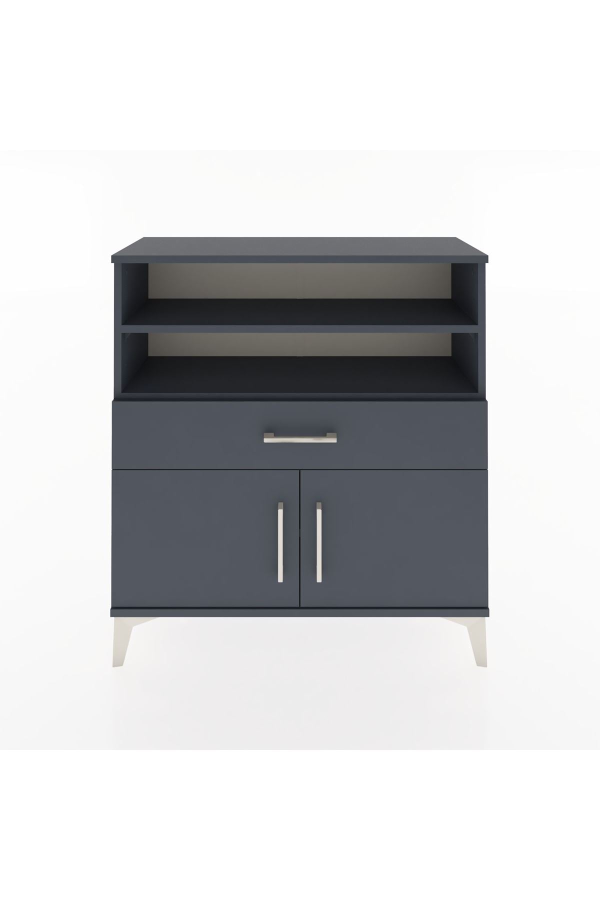 Arges Şifonyer 3 Raflı Tek Çekmeceli 2 Kapaklı 88x30x96 Antrasit-Antrasit