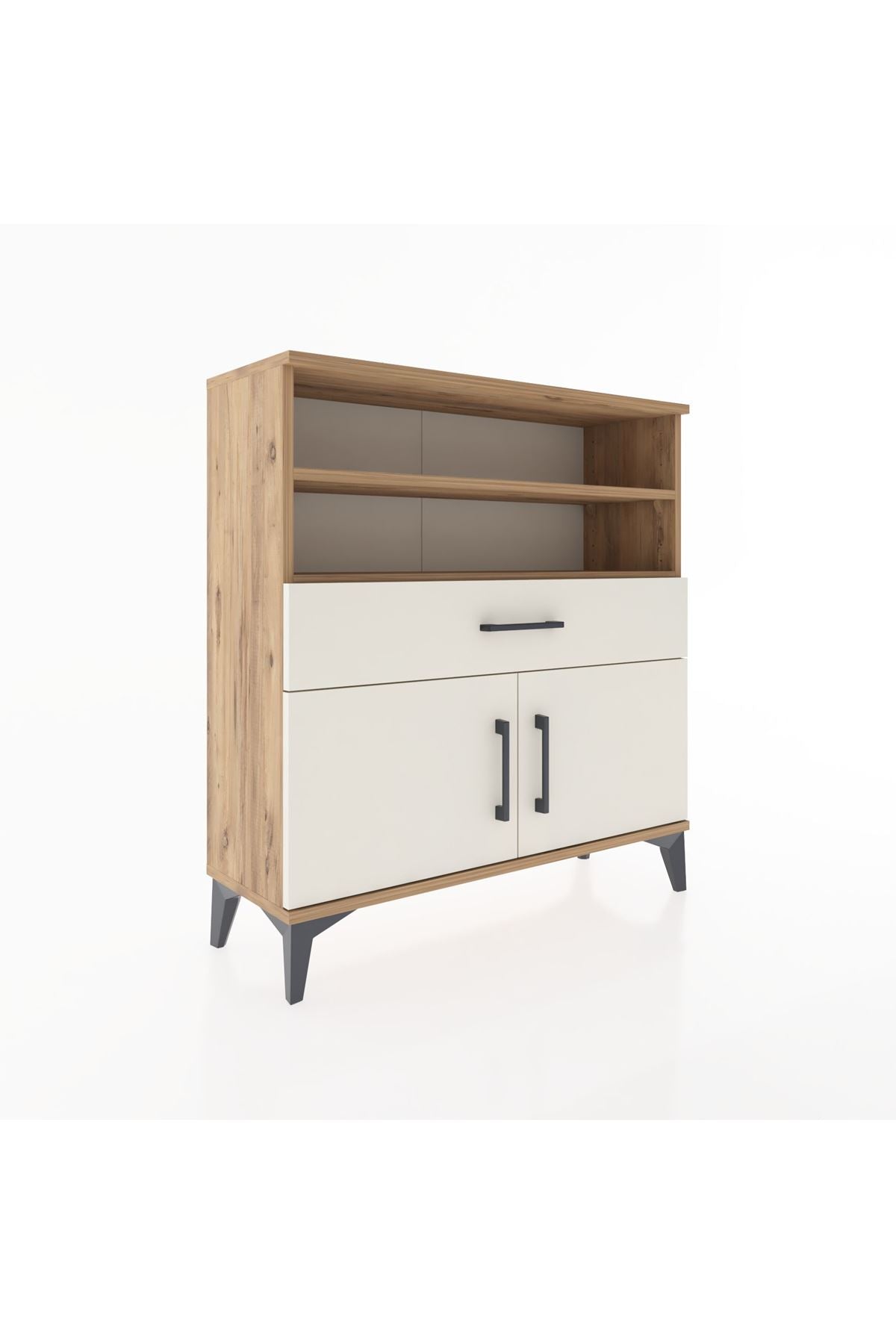 Arges Şifonyer 3 Raflı Tek Çekmeceli 2 Kapaklı 88x30x96 Çam-Aytaşı