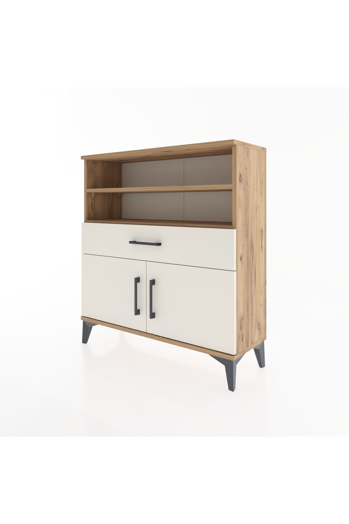 Arges Şifonyer 3 Raflı Tek Çekmeceli 2 Kapaklı 88x30x96 Çam-Aytaşı