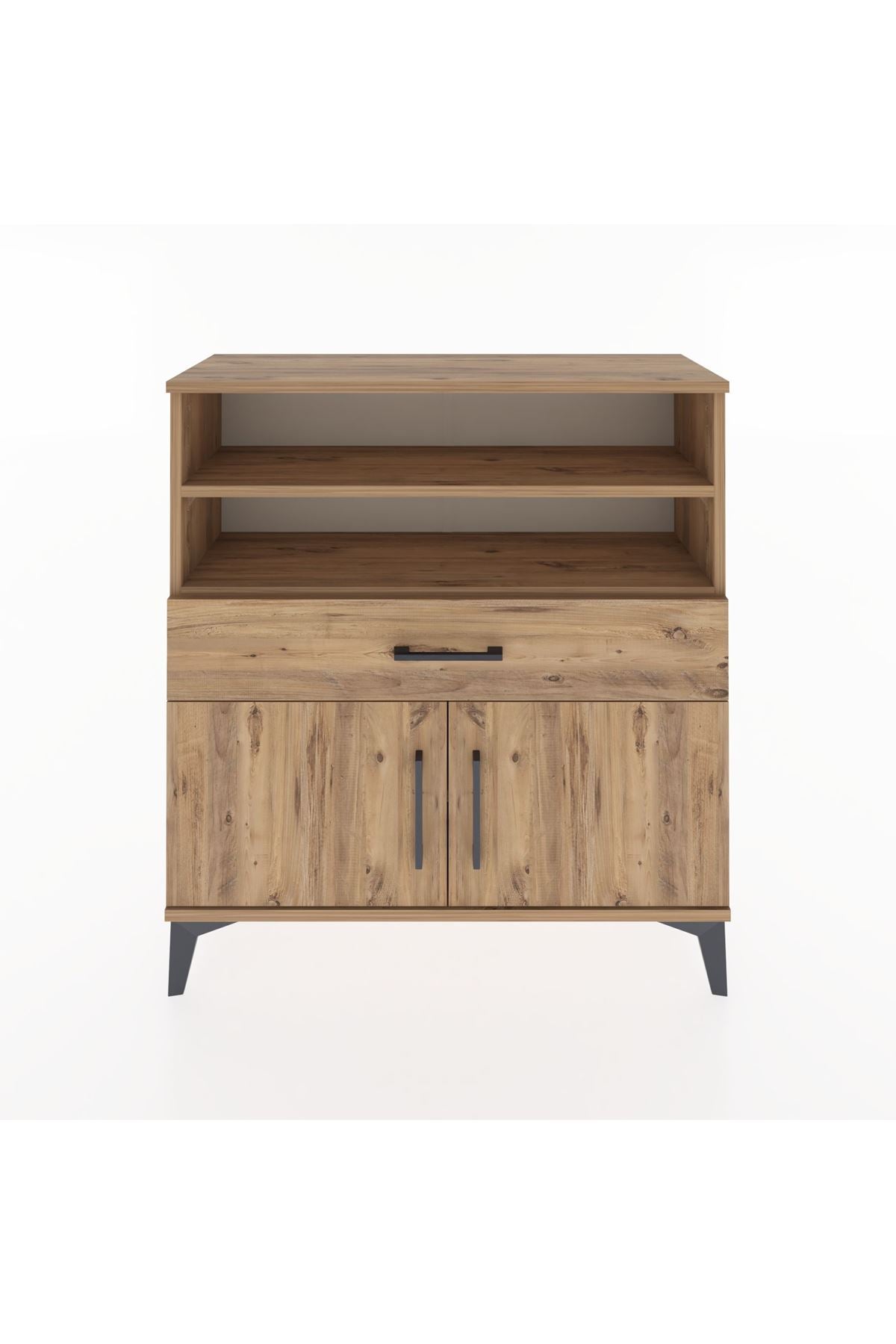 Arges Şifonyer 3 Raflı Tek Çekmeceli 2 Kapaklı 88x30x96 Çam-Çam