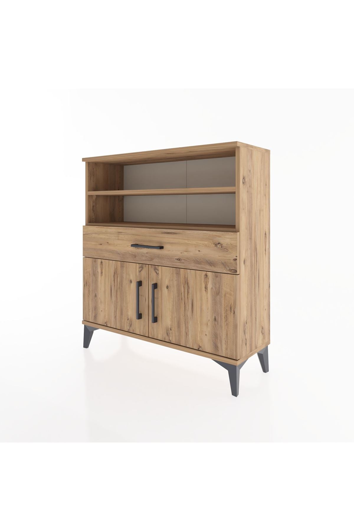 Arges Şifonyer 3 Raflı Tek Çekmeceli 2 Kapaklı 88x30x96 Çam-Çam