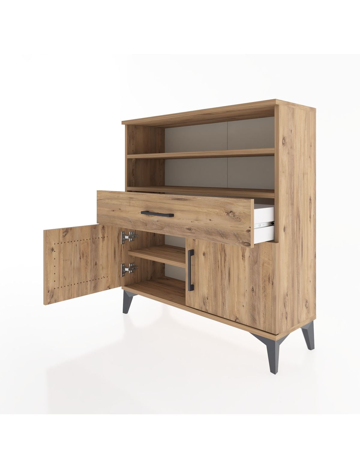 Arges Şifonyer 3 Raflı Tek Çekmeceli 2 Kapaklı 88x30x96 - S04M025V9A