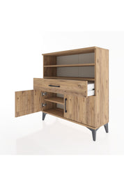 Arges Şifonyer 3 Raflı Tek Çekmeceli 2 Kapaklı 88x30x96 Çam-Çam