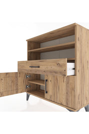 Arges Şifonyer 3 Raflı Tek Çekmeceli 2 Kapaklı 88x30x96 Çam-Çam