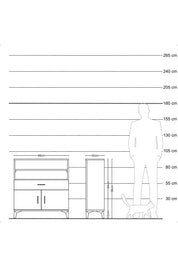 Arges Şifonyer 3 Raflı Tek Çekmeceli 2 Kapaklı 88x30x96 Çam-Çam