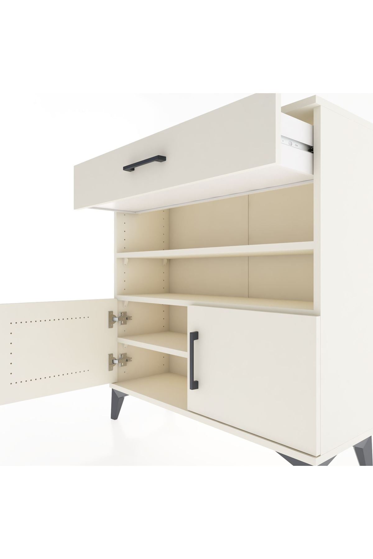 Arges Şifonyer 3 Raflı Tek Çekmeceli 2 Kapaklı 88x30x96 Aytaşı-Aytaşı