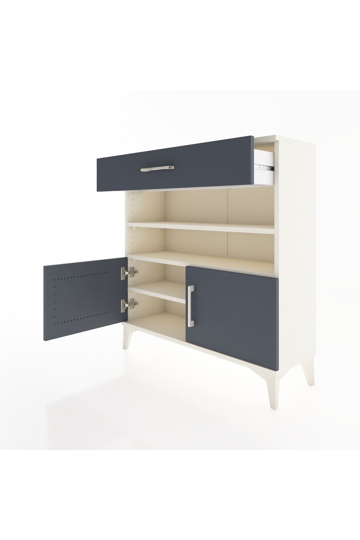 Arges Şifonyer 3 Raflı Tek Çekmeceli 2 Kapaklı 88x30x96 Aytaşı-Antrasit