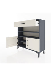 Arges Şifonyer 3 Raflı Tek Çekmeceli 2 Kapaklı 88x30x96 Antrasit-Aytaşı