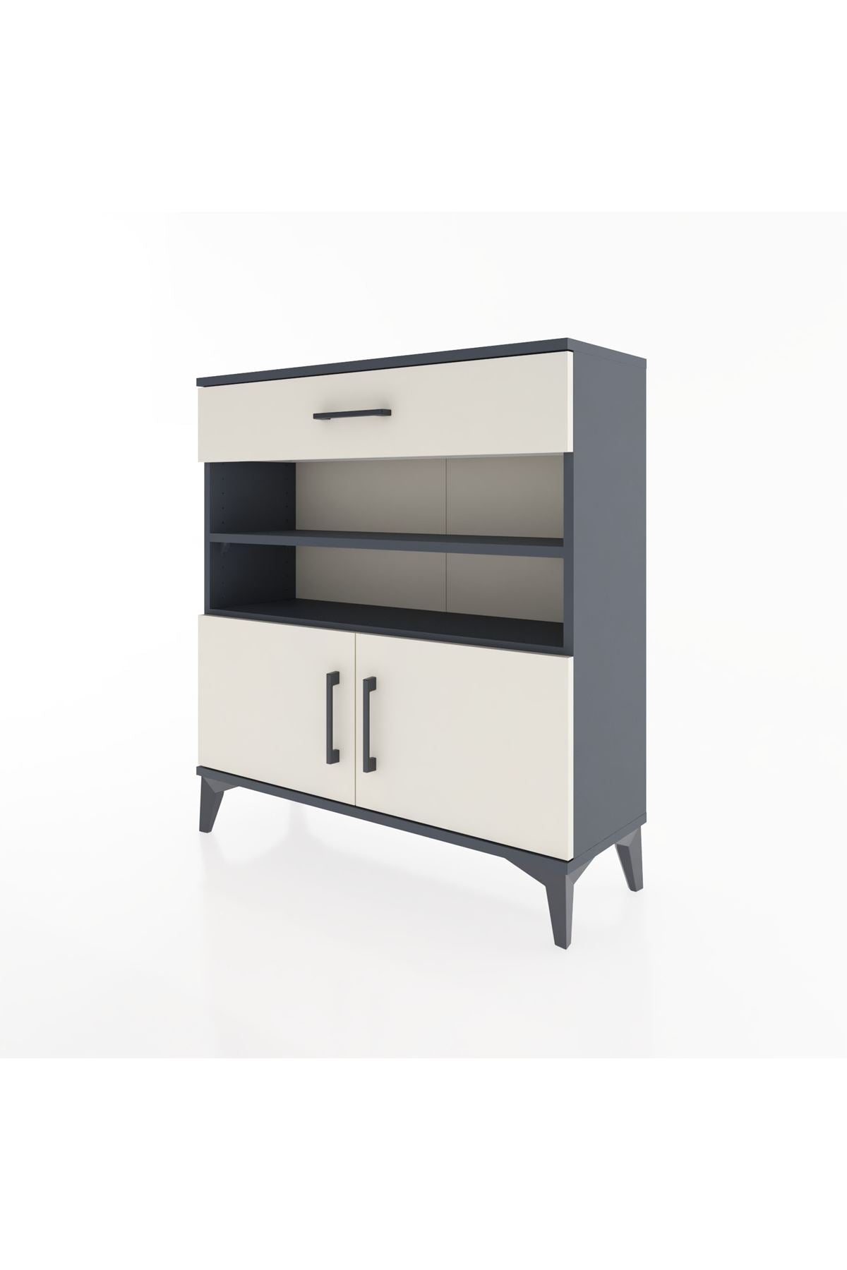 Arges Şifonyer 3 Raflı Tek Çekmeceli 2 Kapaklı 88x30x96 Antrasit-Aytaşı