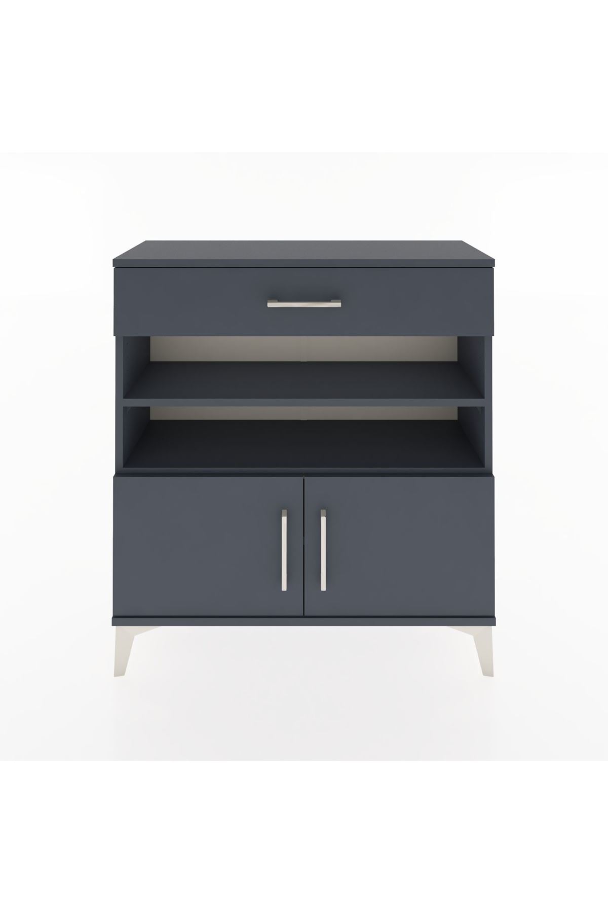 Arges Şifonyer 3 Raflı Tek Çekmeceli 2 Kapaklı 88x30x96 Antrasit-Antrasit