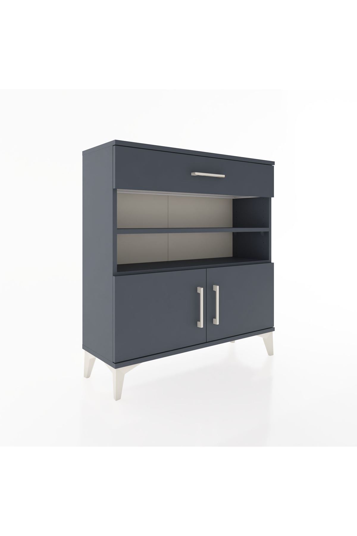 Arges Şifonyer 3 Raflı Tek Çekmeceli 2 Kapaklı 88x30x96 Antrasit-Antrasit