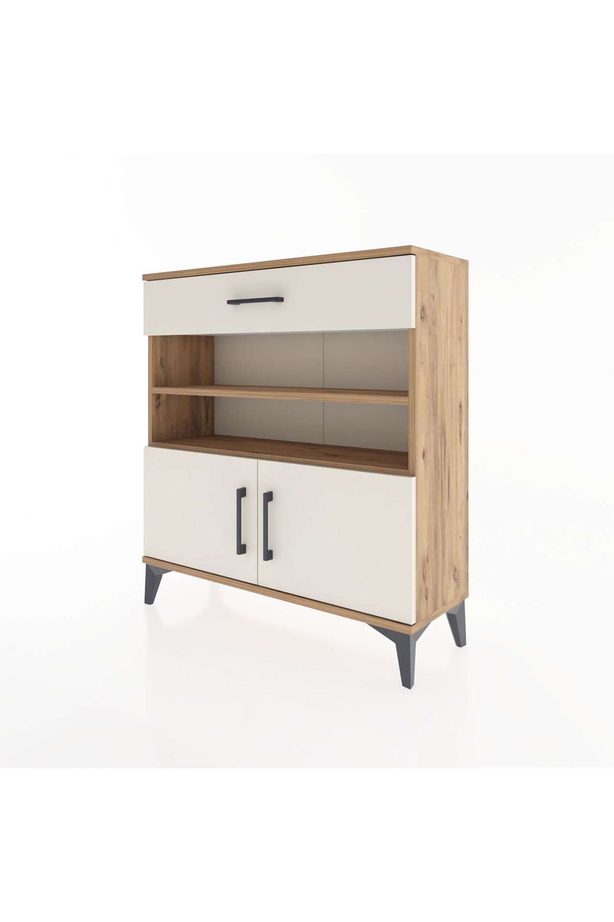 Arges Şifonyer 3 Raflı Tek Çekmeceli 2 Kapaklı 88x30x96 Çam-Aytaşı