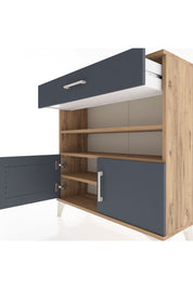 Arges Şifonyer 3 Raflı Tek Çekmeceli 2 Kapaklı 88x30x96 Çam-Antrasit