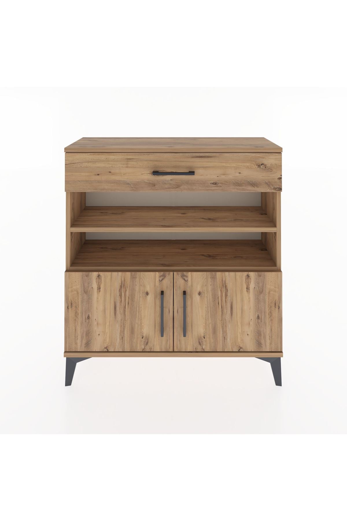 Arges Şifonyer 3 Raflı Tek Çekmeceli 2 Kapaklı 88x30x96 Çam-Çam