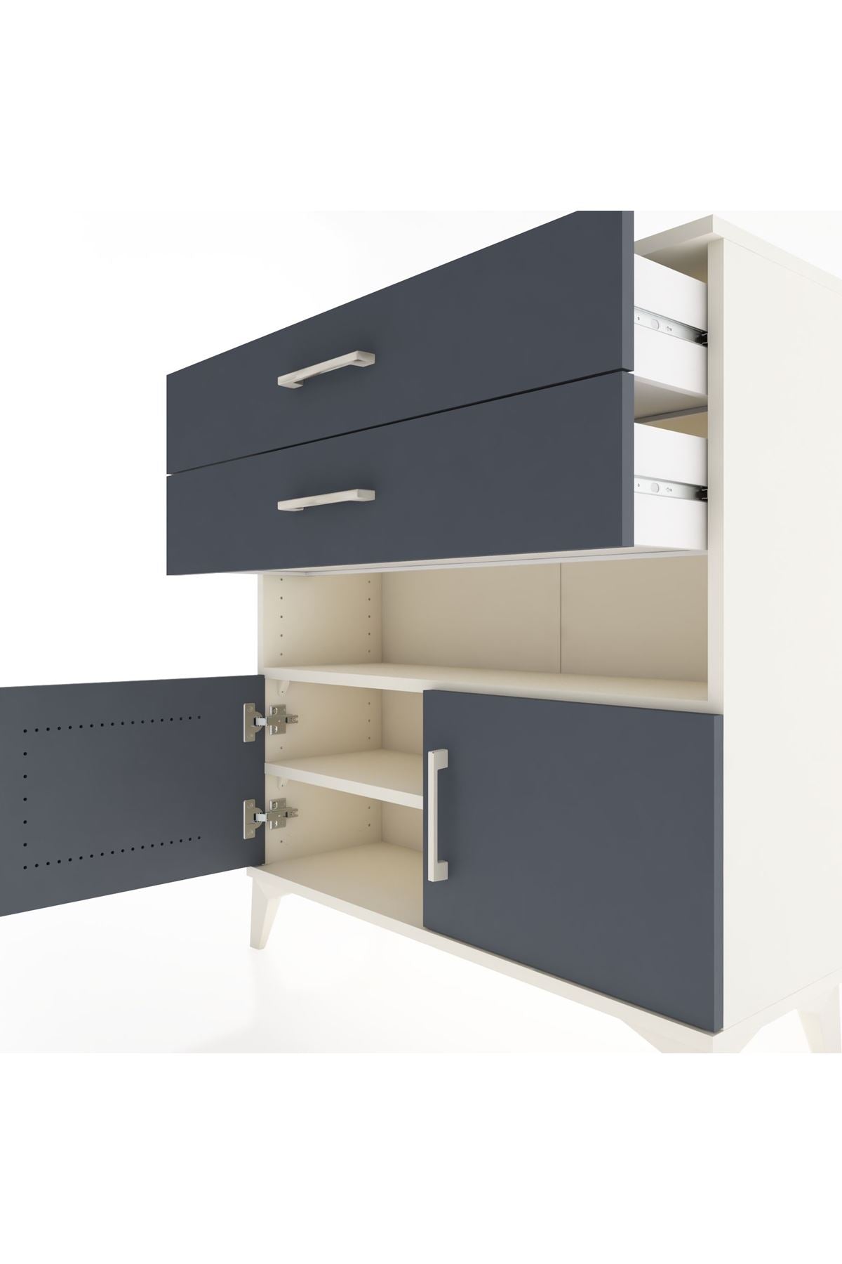 Arges Şifonyer 2 Raflı 2 Çekmeceli 2 Kapaklı 88x30x96 Aytaşı-Antrasit