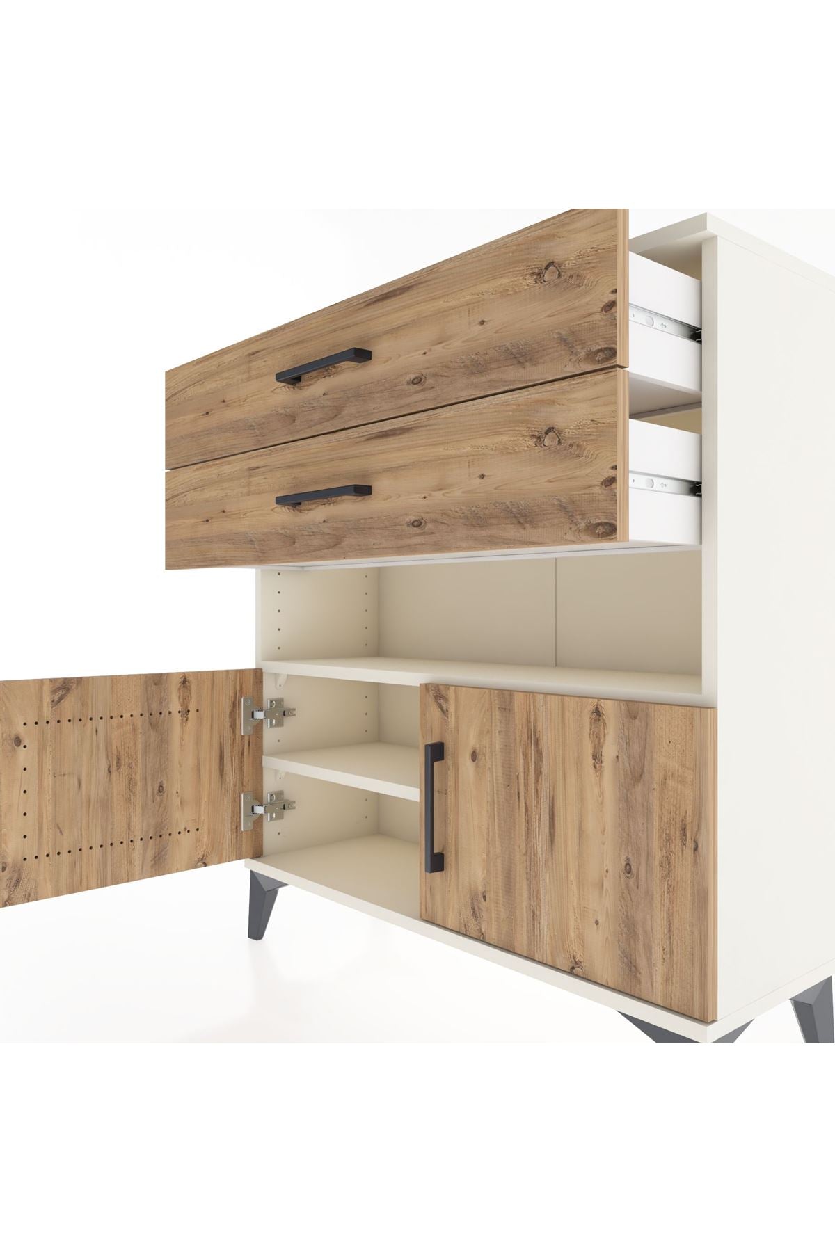 Arges Şifonyer 2 Raflı 2 Çekmeceli 2 Kapaklı 88x30x96 Aytaşı-Çam