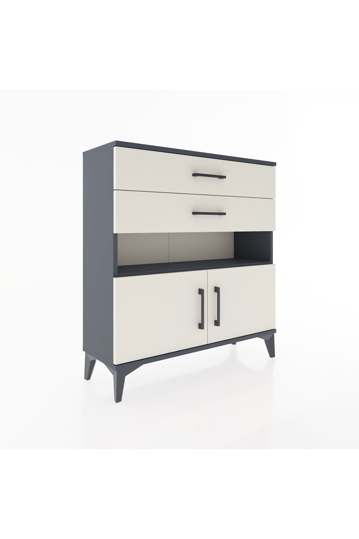 Arges Şifonyer 2 Raflı 2 Çekmeceli 2 Kapaklı 88x30x96 Antrasit-Aytaşı