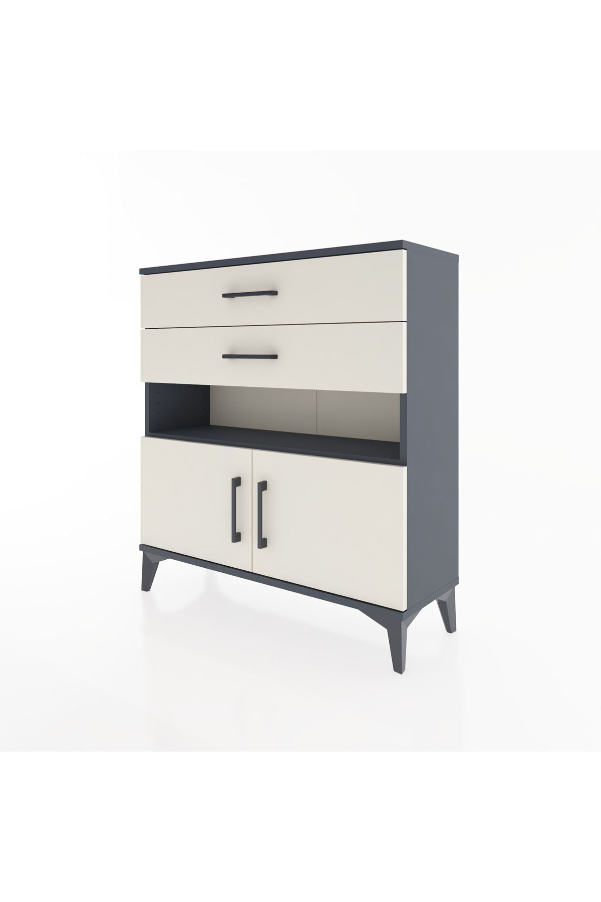 Arges Şifonyer 2 Raflı 2 Çekmeceli 2 Kapaklı 88x30x96 Antrasit-Aytaşı