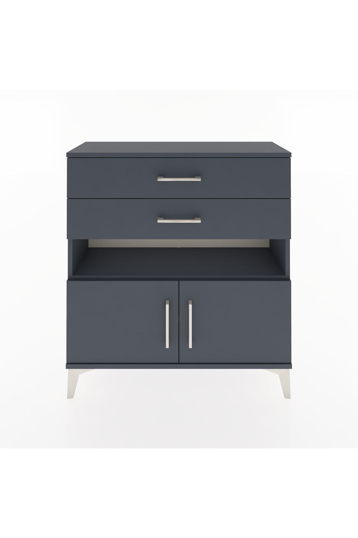 Arges Şifonyer 2 Raflı 2 Çekmeceli 2 Kapaklı 88x30x96 Antrasit-Antrasit