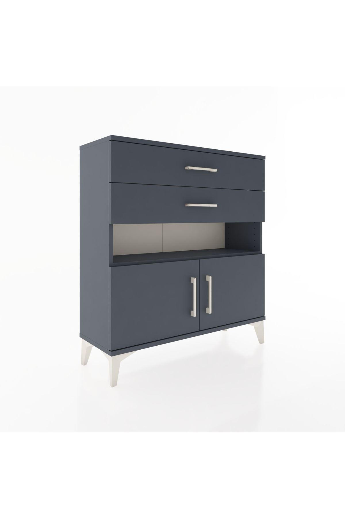 Arges Şifonyer 2 Raflı 2 Çekmeceli 2 Kapaklı 88x30x96 Antrasit-Antrasit