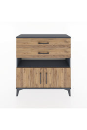 Arges Şifonyer 2 Raflı 2 Çekmeceli 2 Kapaklı 88x30x96 Antrasit-Çam