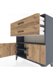 Arges Şifonyer 2 Raflı 2 Çekmeceli 2 Kapaklı 88x30x96 Antrasit-Çam