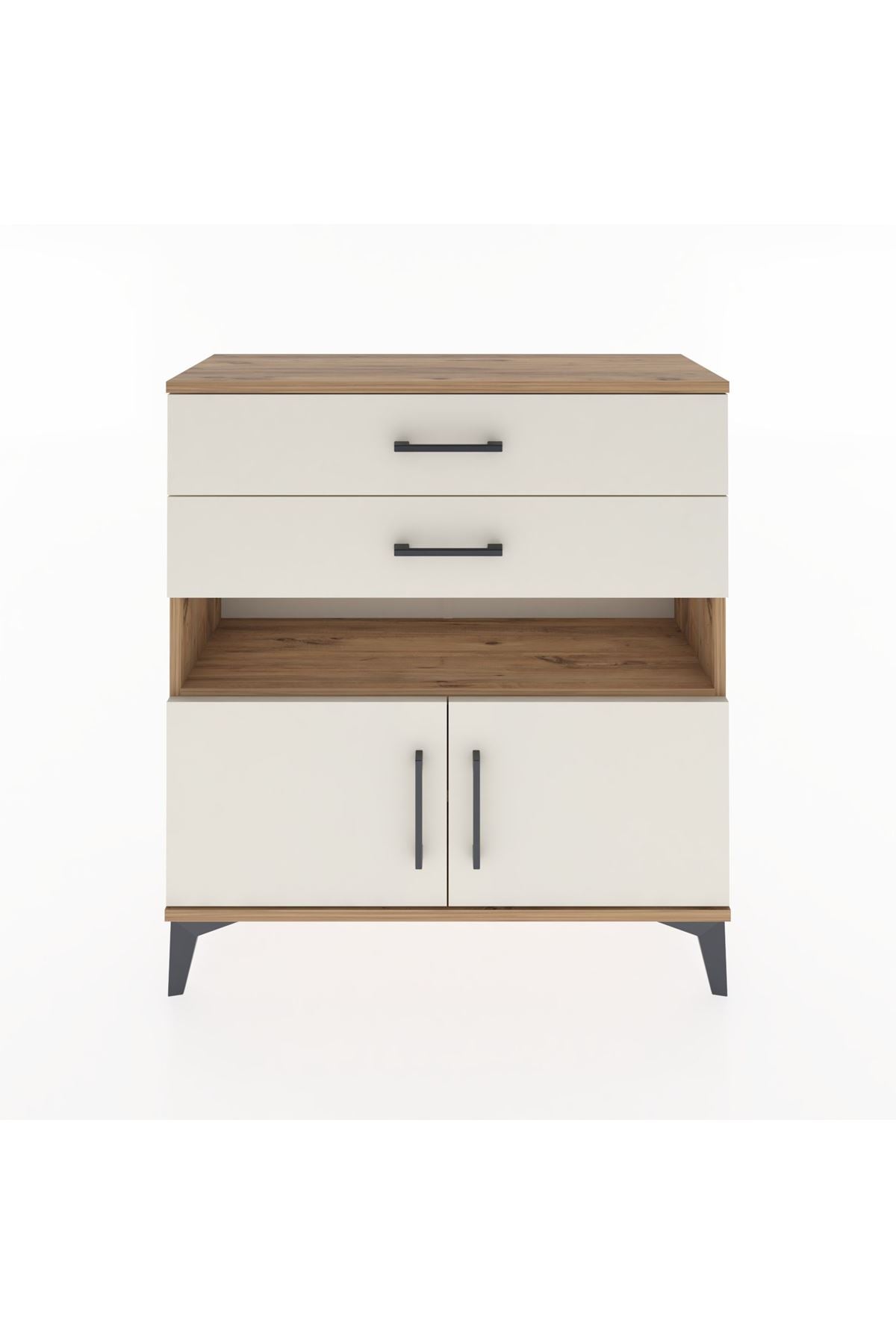 Arges Şifonyer 2 Raflı 2 Çekmeceli 2 Kapaklı 88x30x96 Çam-Aytaşı