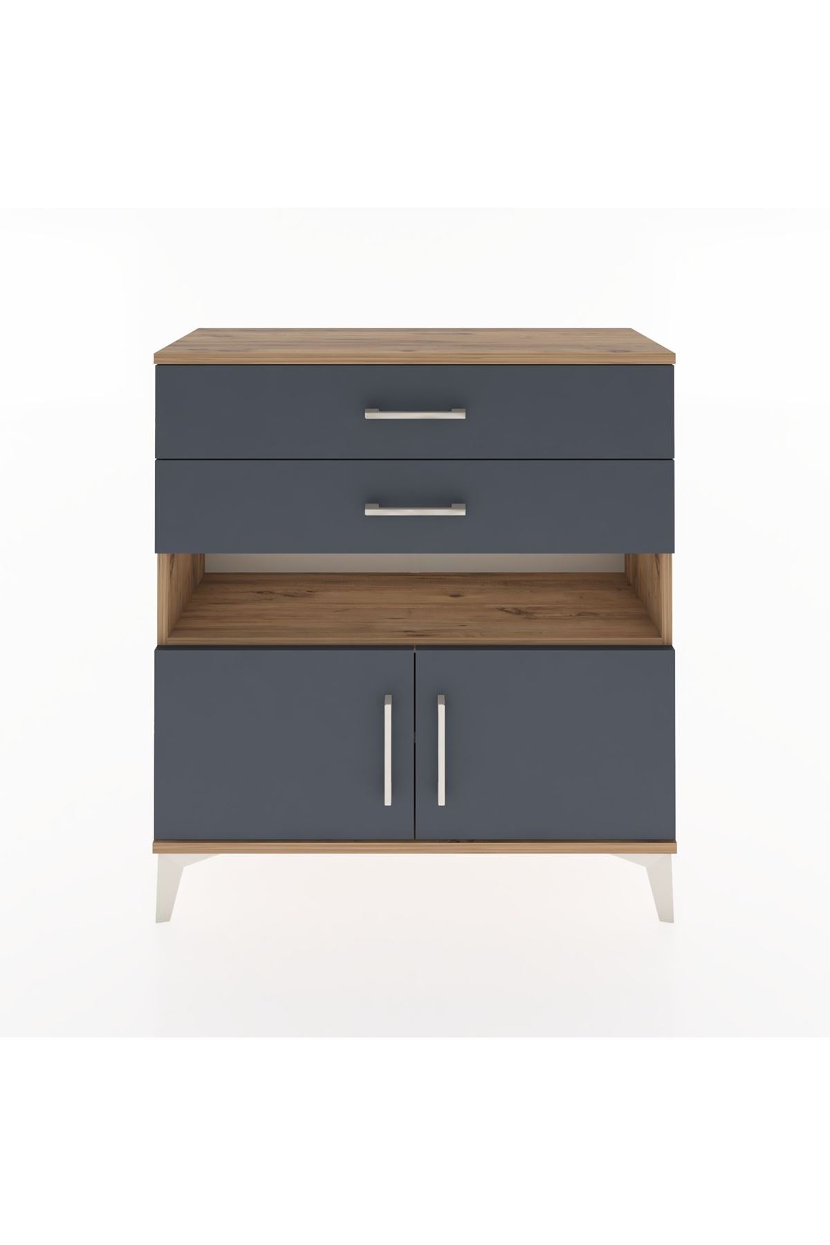 Arges Şifonyer 2 Raflı 2 Çekmeceli 2 Kapaklı 88x30x96 Çam-Antrasit