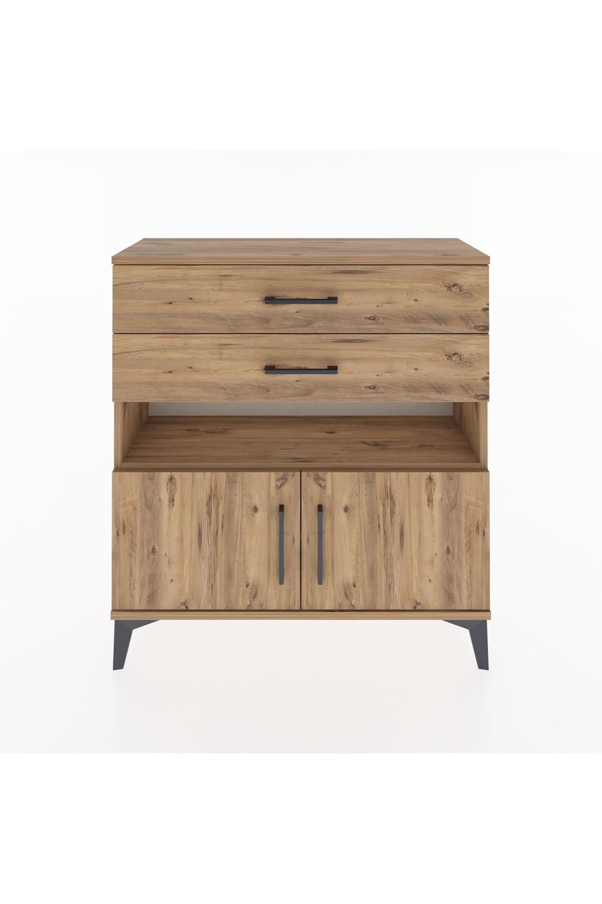 Arges Şifonyer 2 Raflı 2 Çekmeceli 2 Kapaklı 88x30x96 Çam-Çam