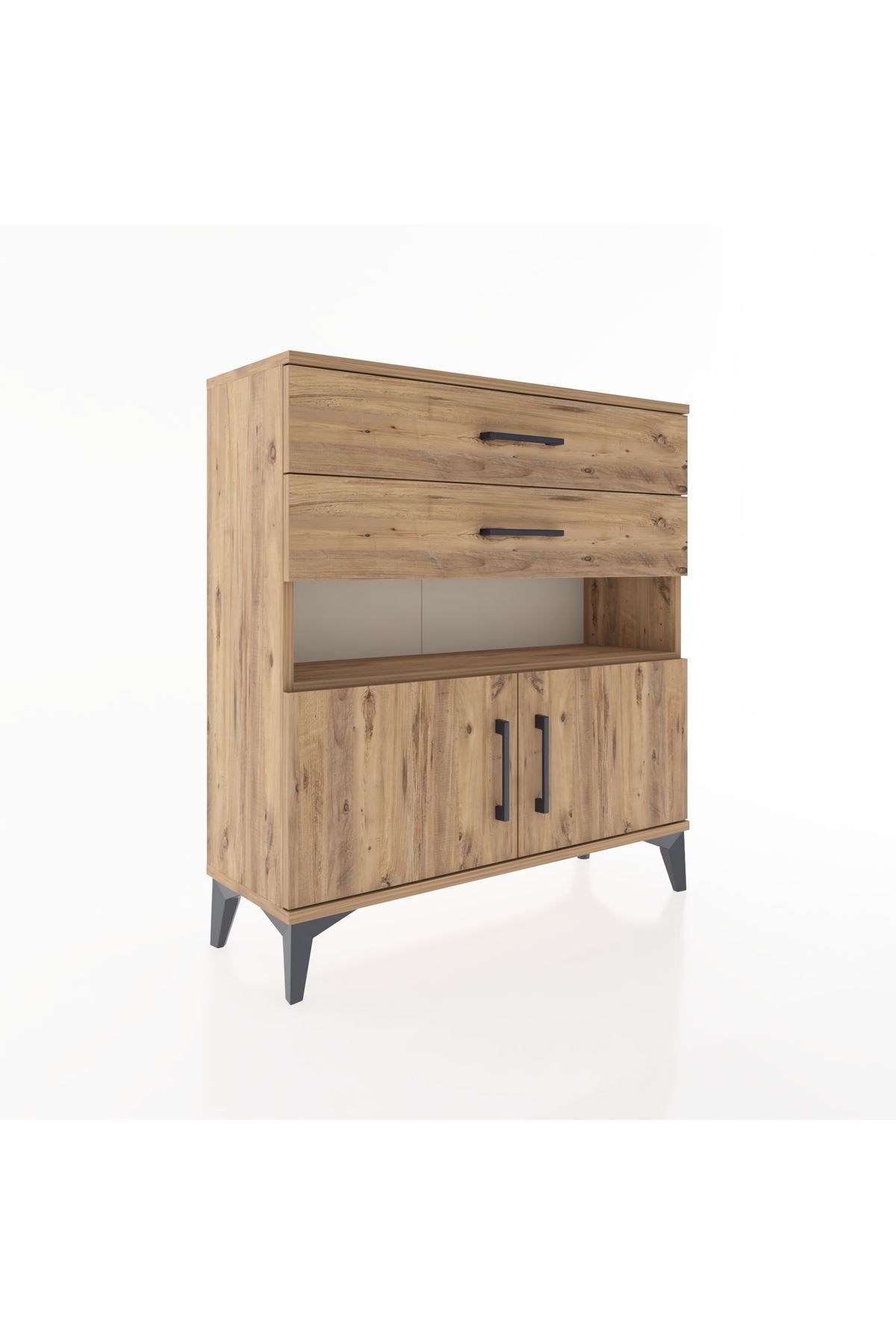 Arges Şifonyer 2 Raflı 2 Çekmeceli 2 Kapaklı 88x30x96 Çam-Çam