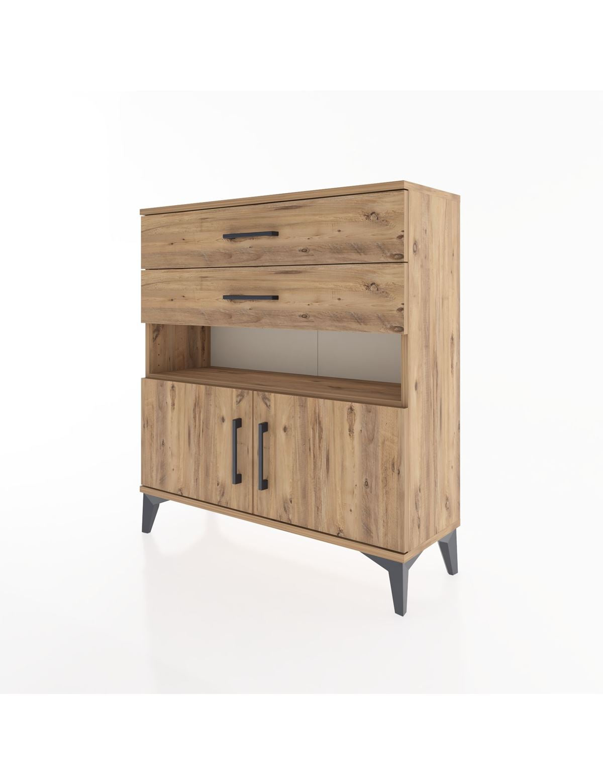 Arges Şifonyer 2 Raflı 2 Çekmeceli 2 Kapaklı 88x30x96 - S04M027V9A