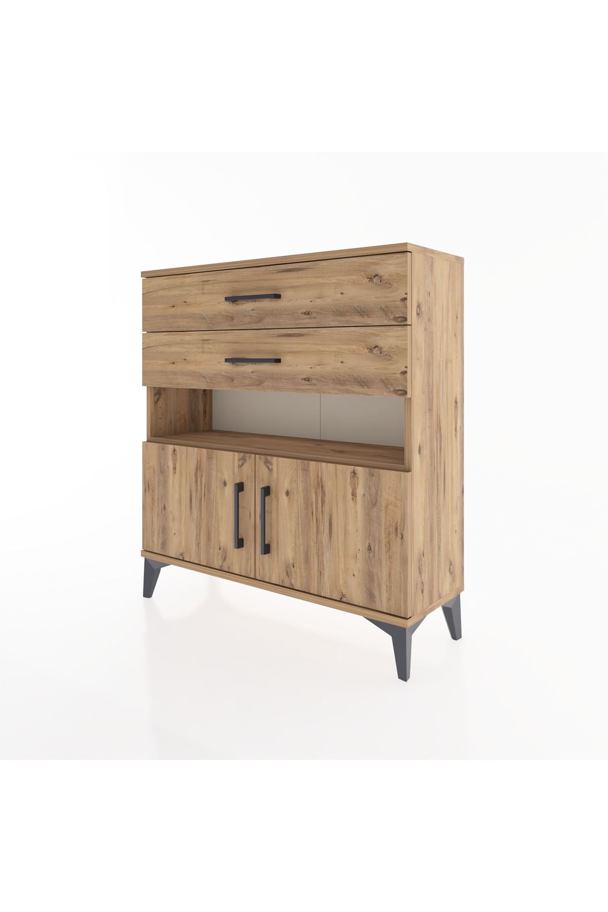 Arges Şifonyer 2 Raflı 2 Çekmeceli 2 Kapaklı 88x30x96 Çam-Çam