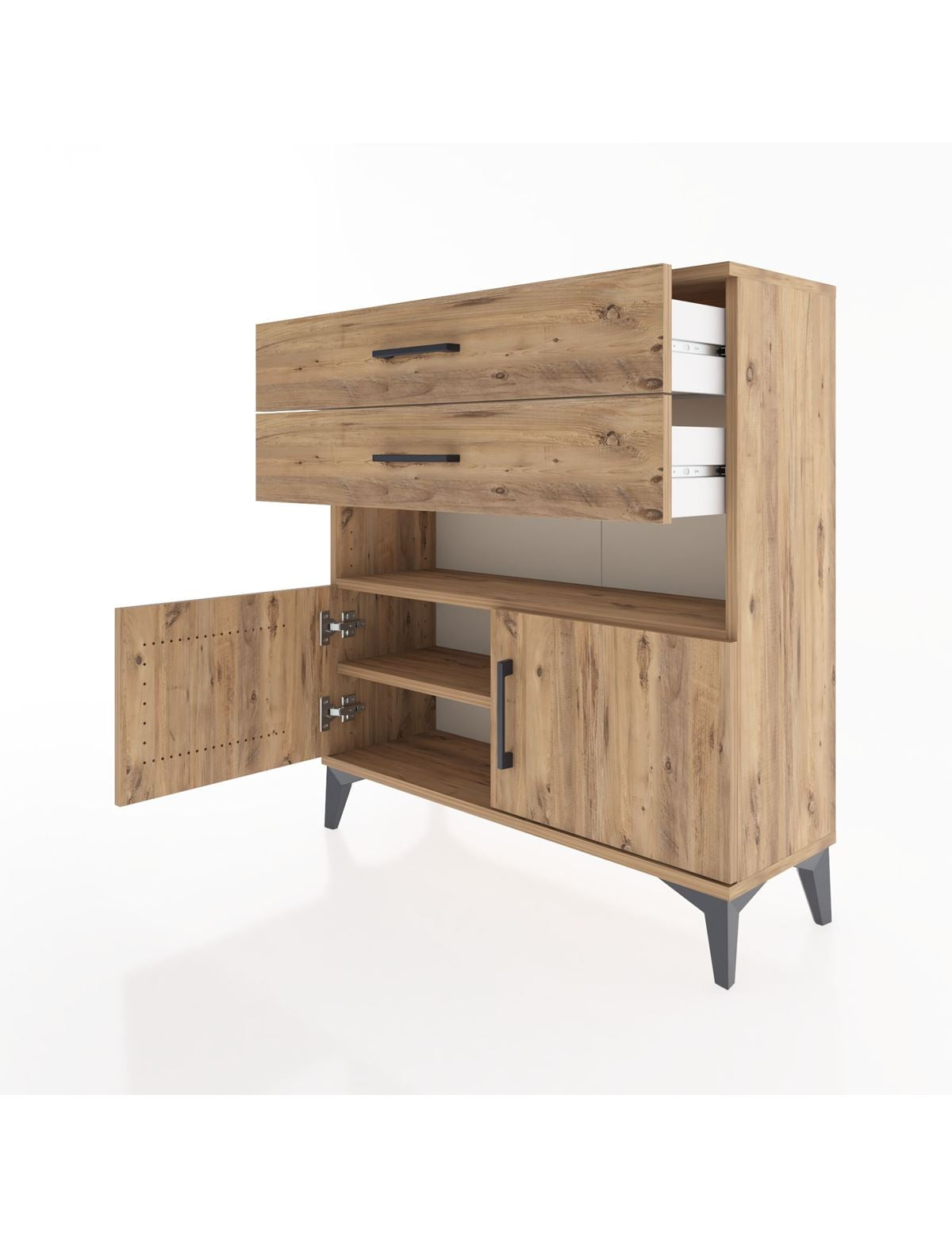 Arges Şifonyer 2 Raflı 2 Çekmeceli 2 Kapaklı 88x30x96 - S04M027V9A