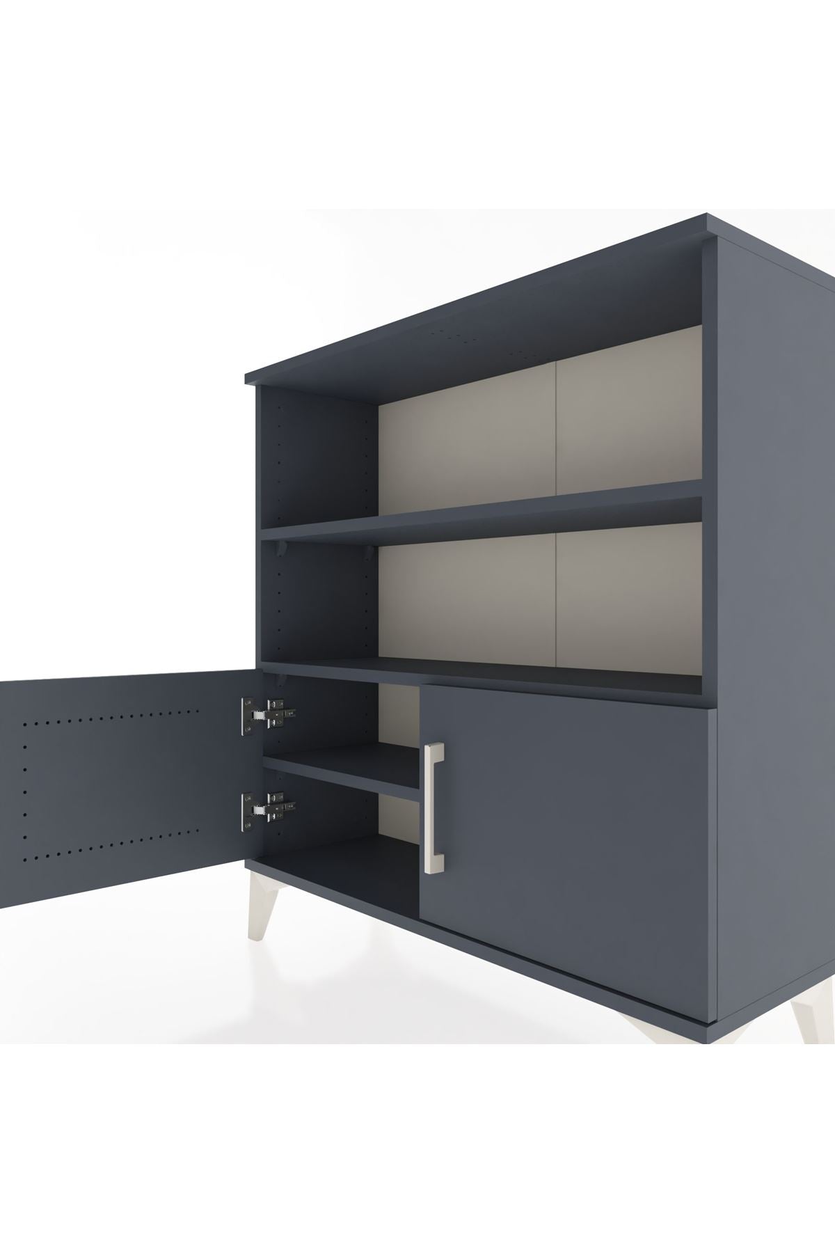 Arges Şifonyer 3 Raflı 2 Kapaklı 88x30x96 Antrasit-Antrasit