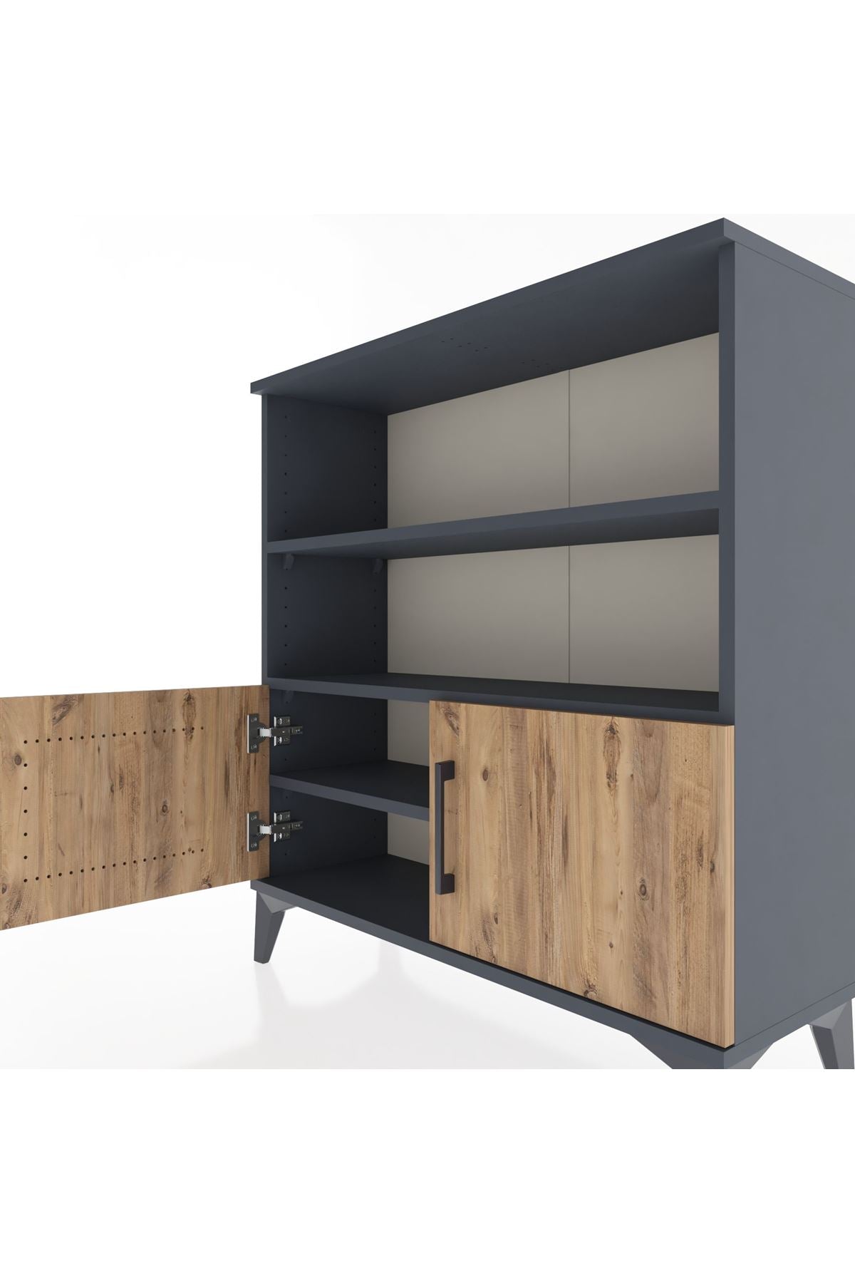 Arges Şifonyer 3 Raflı 2 Kapaklı 88x30x96 Antrasit-Çam