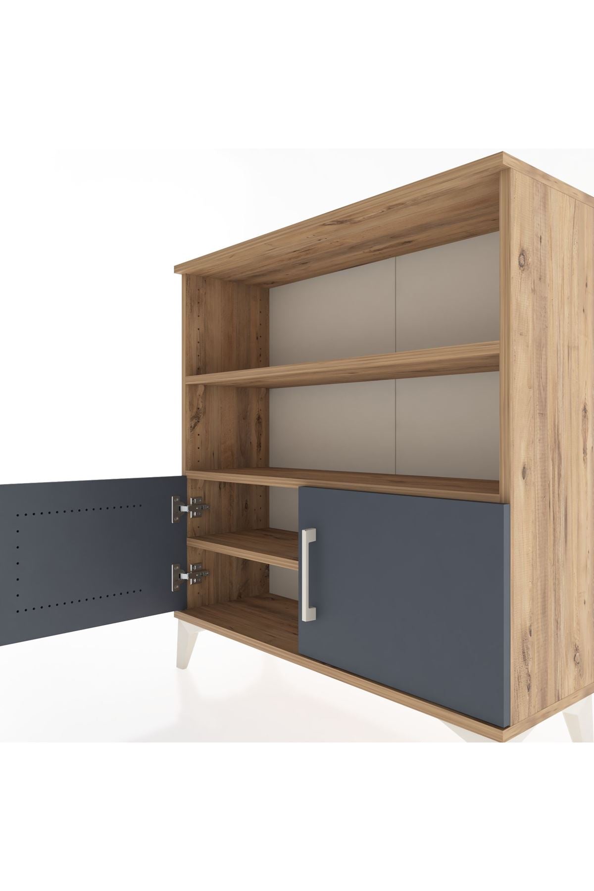 Arges Şifonyer 3 Raflı 2 Kapaklı 88x30x96 Çam-Antrasit