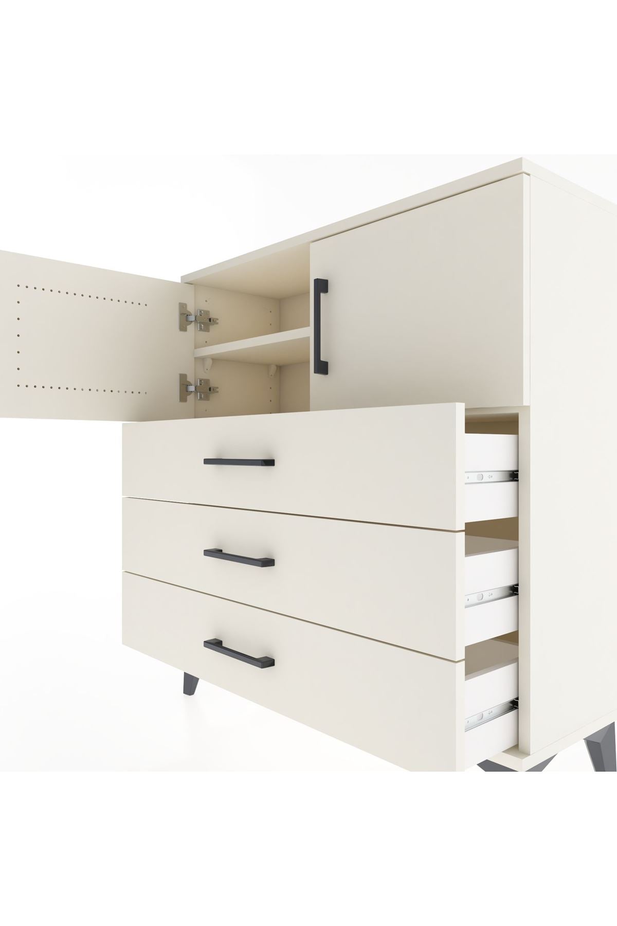 Arges Şifonyer 2 Raflı 3 Çekmeceli 2 Kapaklı 88x30x96 Aytaşı-Aytaşı