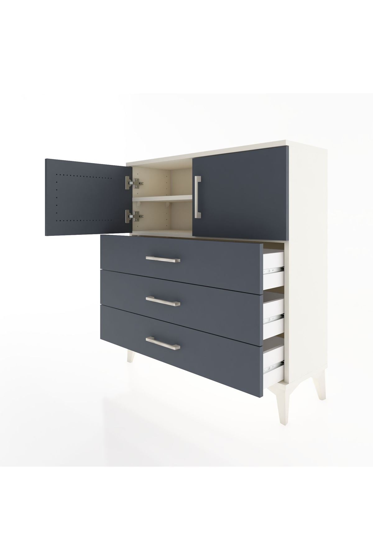 Arges Şifonyer 2 Raflı 3 Çekmeceli 2 Kapaklı 88x30x96 Aytaşı-Antrasit