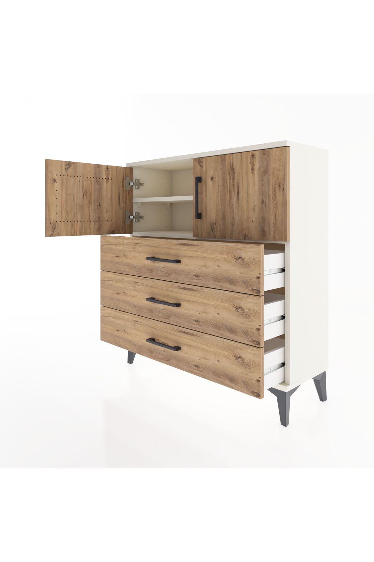 Arges Şifonyer 2 Raflı 3 Çekmeceli 2 Kapaklı 88x30x96 Aytaşı-Çam