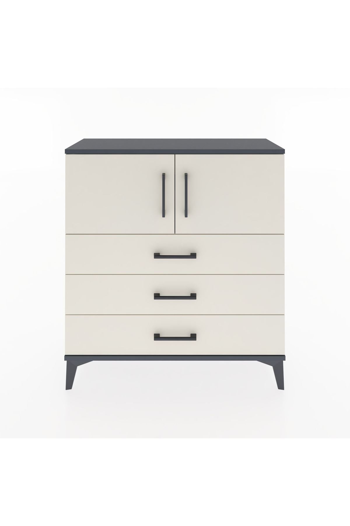 Arges Şifonyer 2 Raflı 3 Çekmeceli 2 Kapaklı 88x30x96 Antrasit-Aytaşı
