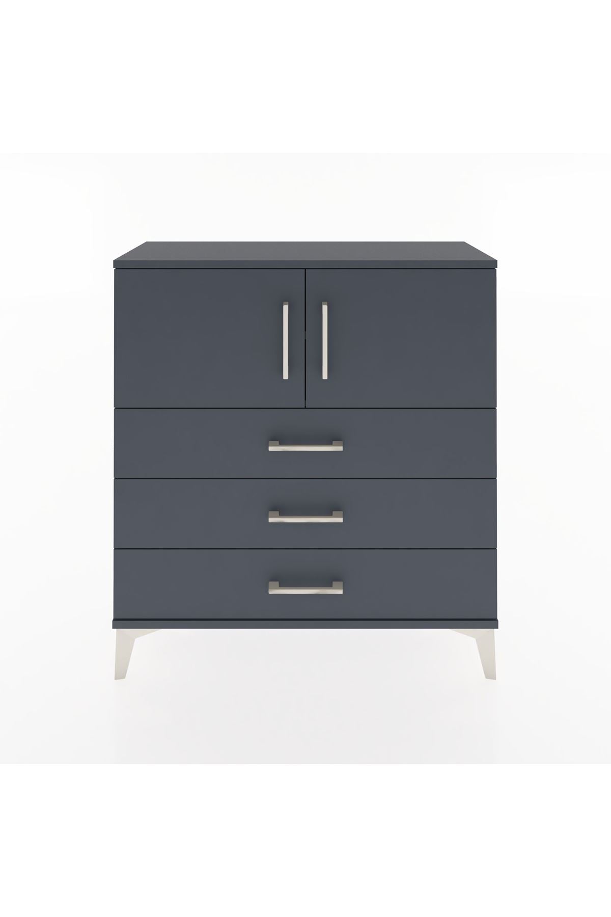 Arges Şifonyer 2 Raflı 3 Çekmeceli 2 Kapaklı 88x30x96 Antrasit-Antrasit