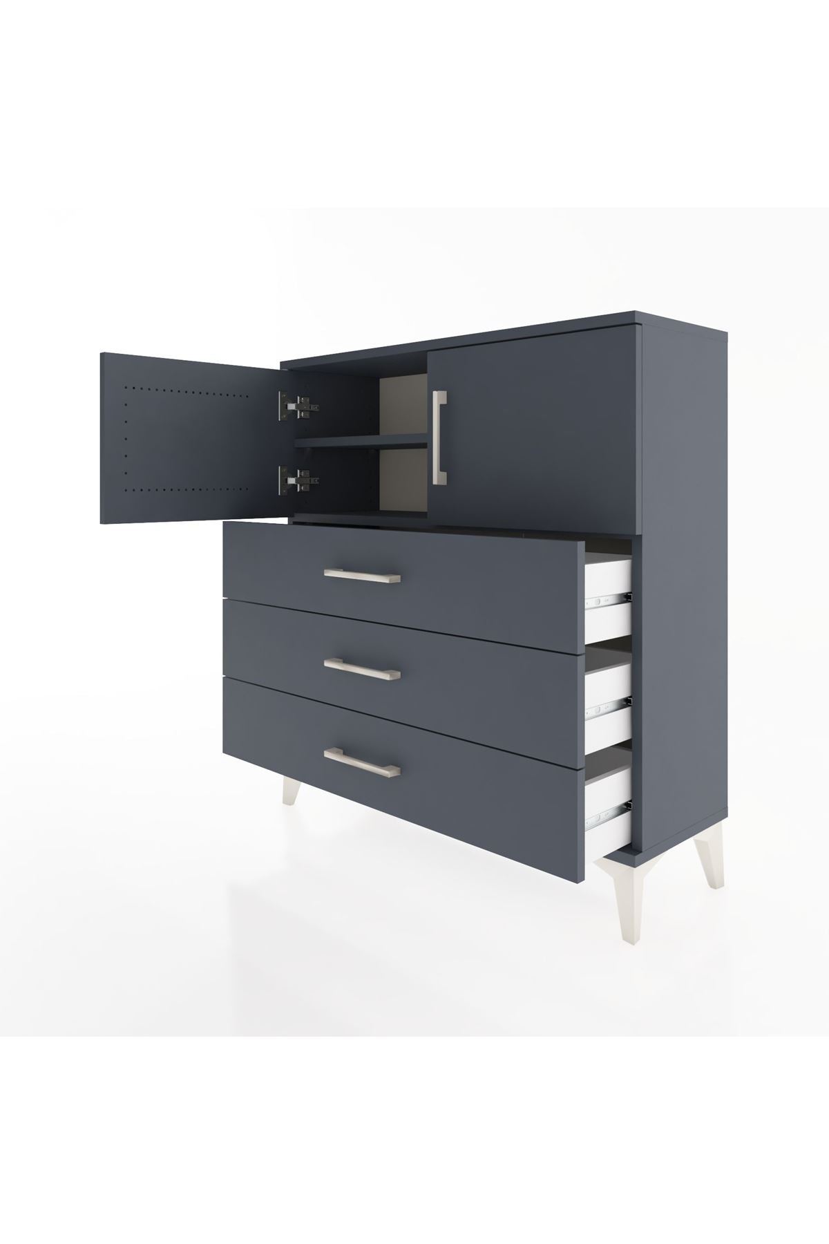 Arges Şifonyer 2 Raflı 3 Çekmeceli 2 Kapaklı 88x30x96 Antrasit-Antrasit