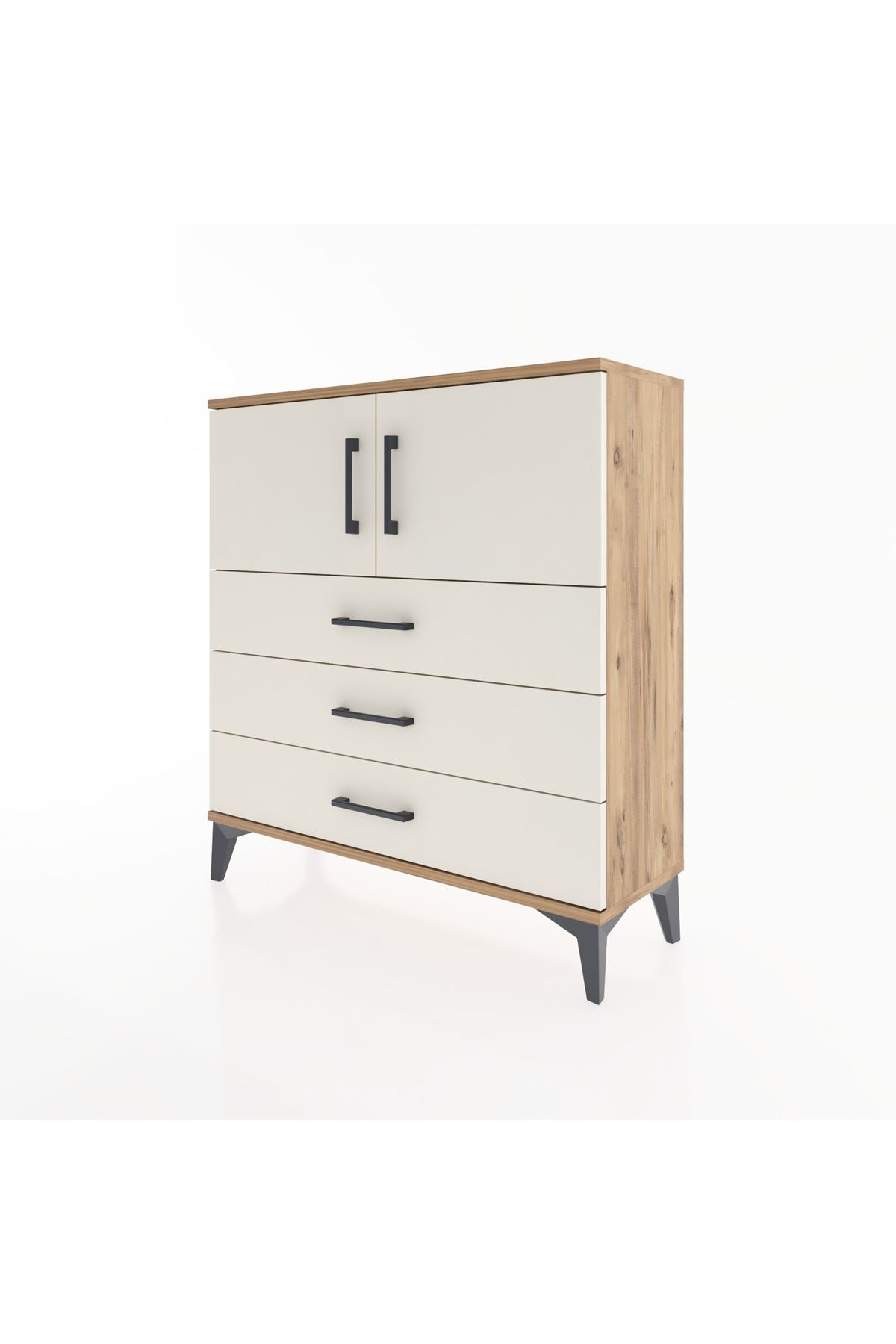 Arges Şifonyer 2 Raflı 3 Çekmeceli 2 Kapaklı 88x30x96 Çam-Aytaşı