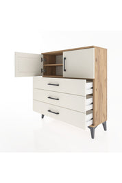 Arges Şifonyer 2 Raflı 3 Çekmeceli 2 Kapaklı 88x30x96 Çam-Aytaşı