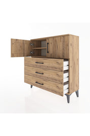 Arges Şifonyer 2 Raflı 3 Çekmeceli 2 Kapaklı 88x30x96 Çam-Çam